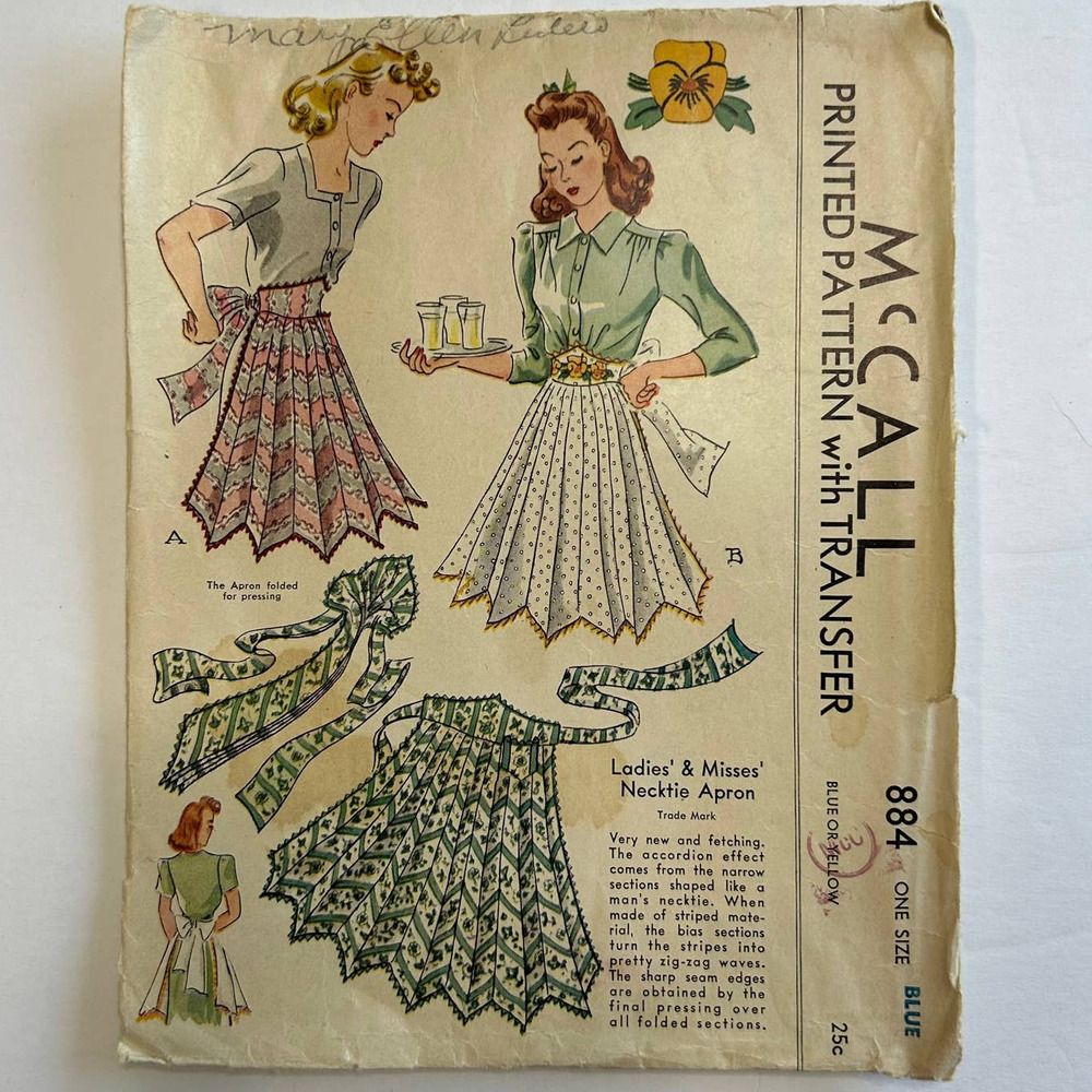 Vintage‎ McCall Pattern #884 Necktie Apron